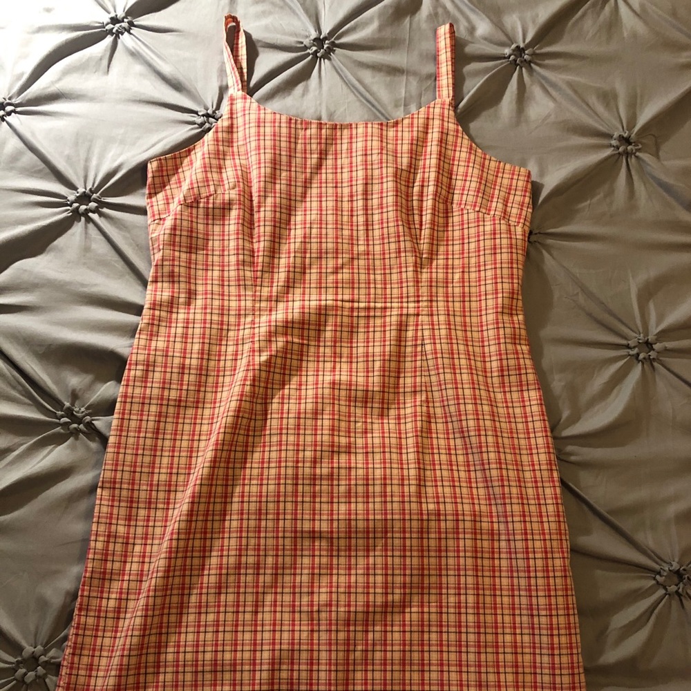 pink plaid vintage dress